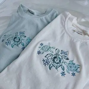Tropical Turtles Embroidered T-Shirt