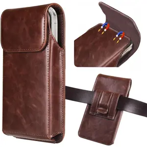 Cell Phone Holster for  16, 16e, 15, 15 Pro, 14, 14 Pro, 13, 13 Pro, 12, 12 Pro, 11 Pro, Galaxy S25, S24, S23, S22,  Leather Phone Pouch Holster for Men with Belt Clip, Coffee