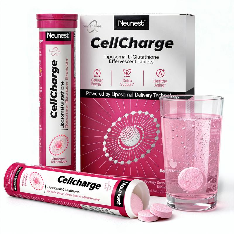 Neunest Cell Charge Liposomal Glutathione Effervescent Tablet : 2026 New 5-in-1 Tech (Glutathione, Vitamin C, Magnesium, NAC & Berry Blend) - Fix Dullness, Dark Spots &Skin Brightening-Deep Liver Detox & Anti-Aging Support-Refreshing Berry Flavor