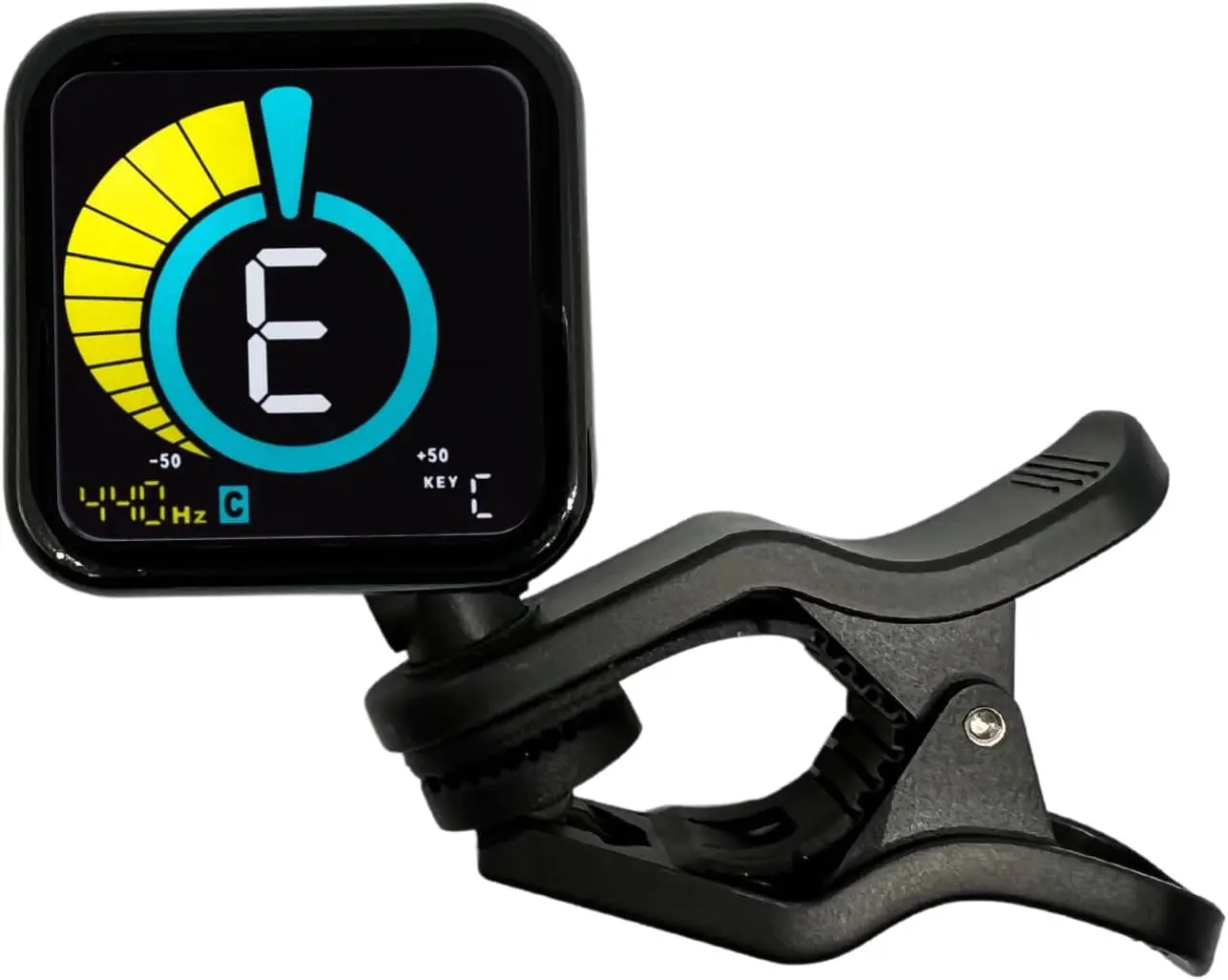 UberTuner-Max, USB-Rechargeable Clip-On Tuner for Guitar, Bass, Violin, Ukulele & All Instruments, Fast Chromatic Tuning, Octave Display, Vibration-Based Detection, Multi-Key Modes, Black