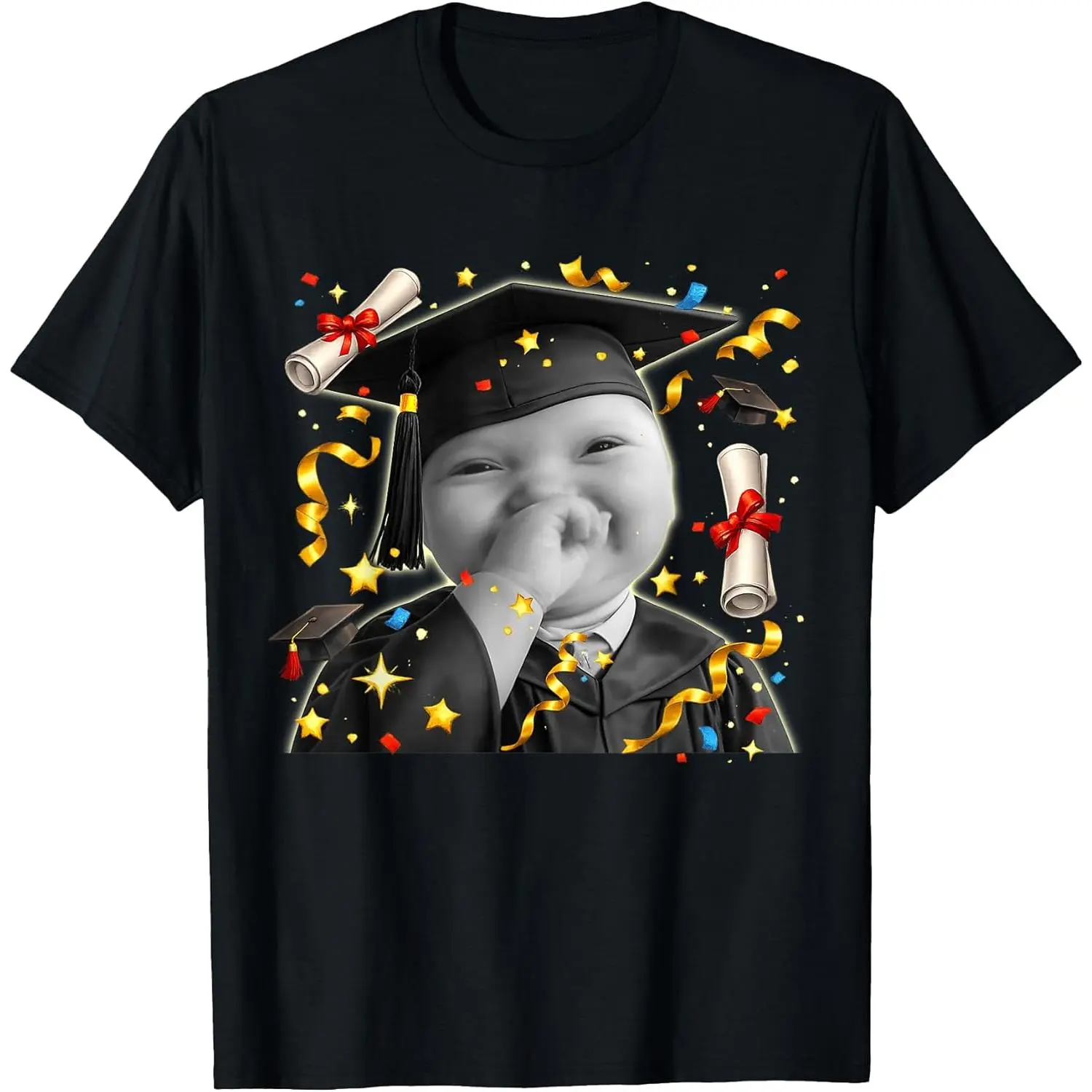 Men's Short-Sleeve Pure Cotton Round Neck Graphic T-Shirt - AI Baby Meme Class of 2026 Graduation Prints, Unisex Summer Streetwear Gifts