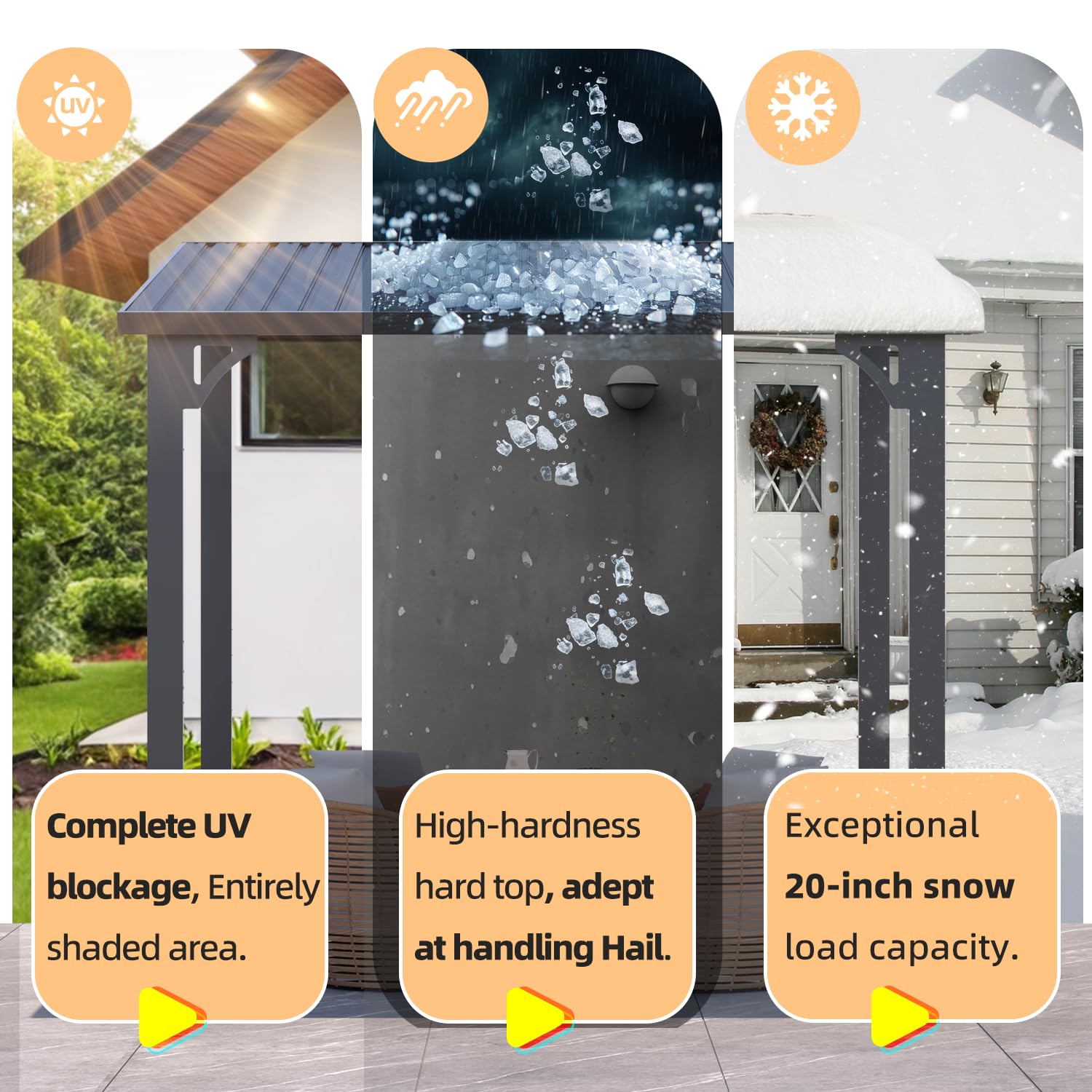 【2/3 packages arrived at different times】AECOJOY Hardtop Gazebo Outdoor Pergola, Small Heavy Duty Lean to Metal Pergolas and Gazebos Clearance, Wall-Mounted Grill Gazebo Galvanized Steel Patio Roof Awnings for Patio, Decks