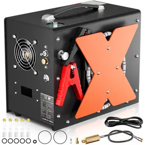 PCP Air Compressor, Auto-Shutdown Compressor, Dual Power Supply DC12V/AC 120V, 4500 PSI/30 MPa, Built-in Cooling Fan, High-Pressure Tank Compressor for PCP Air Rifles, Paintball, Diving Tanks