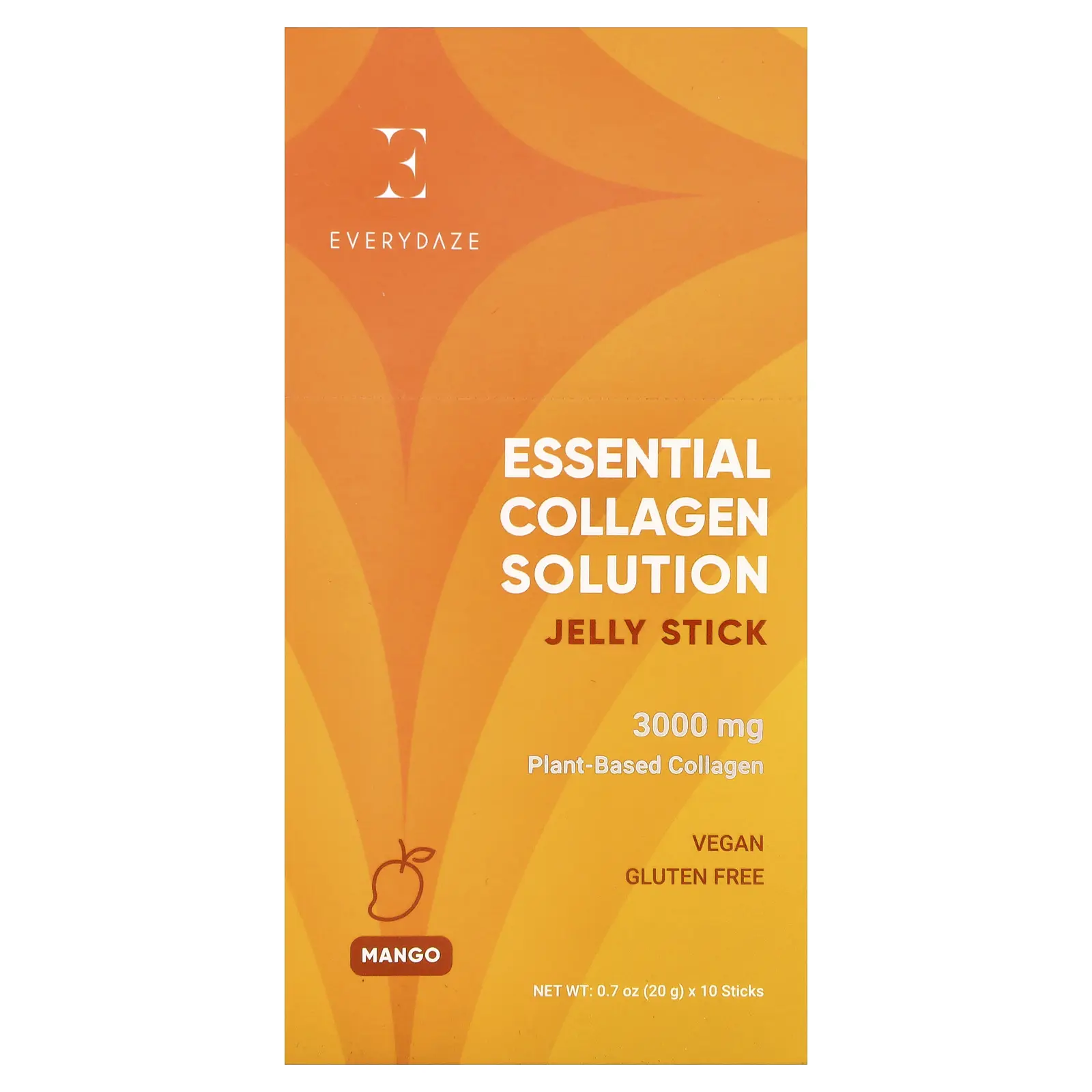 Everydaze Essential Collagen Solution Jelly Stick, Mango, 10 Sticks, 0.7 oz (20 g) Each