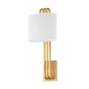 Lysandra Sconce - Art Deco Inspired Vintage Brass Wall Light with Elongated White Linen Shade
