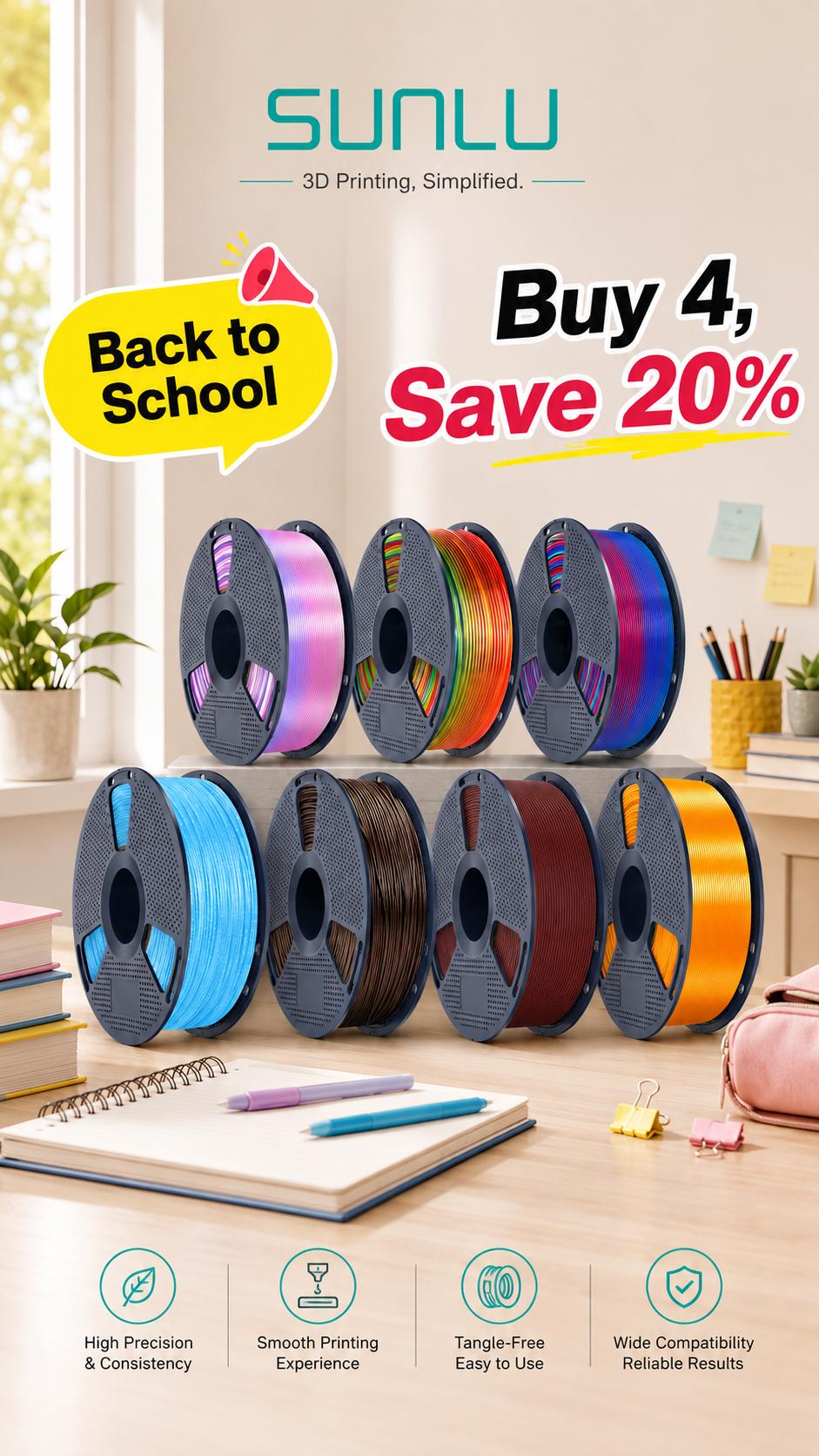 SUNLU 1KG PLA Filament Bundle, 3D Printing Supply with Back to School Aesthetic Options - Mix & Match Galaxy Theme, Twinkling, Marble, Wood, Rainbow, Matte Varieties tiktokshopbacktoschool,back to school,back to school haul