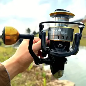 Rooblinos HE Metal Spinning Reel for Saltwater Fishing! Upgraded Brake System & Stainless Steel Bearings - Corrosion-Resistant Aluminum Spool, Tool-Free Reversible Handle. High-Strength Body for Big Saltwater Catches (Bass/Tuna). HE1000-HE7000 Models Avai