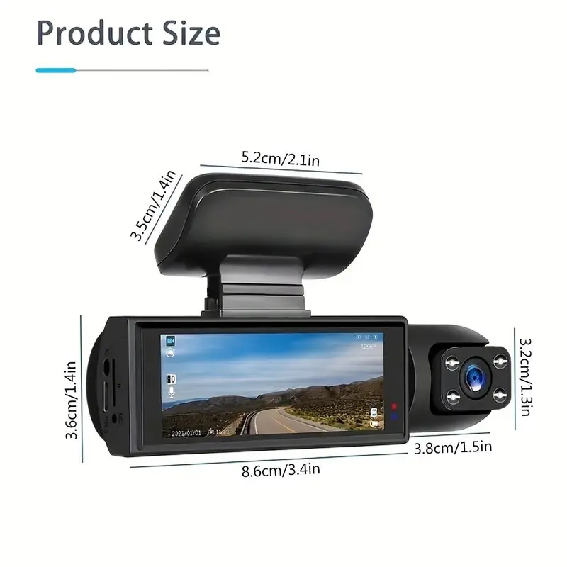 Front & Inside Dashcam for Car with 32GB Memory Card, Wide-Angle Dual-Lens 1080P HD Driving Recorder with IR Night Vision & 3.16-inch IPS Screen, Ideal for Fall and Birthday Gifts #TOP PICKS 1