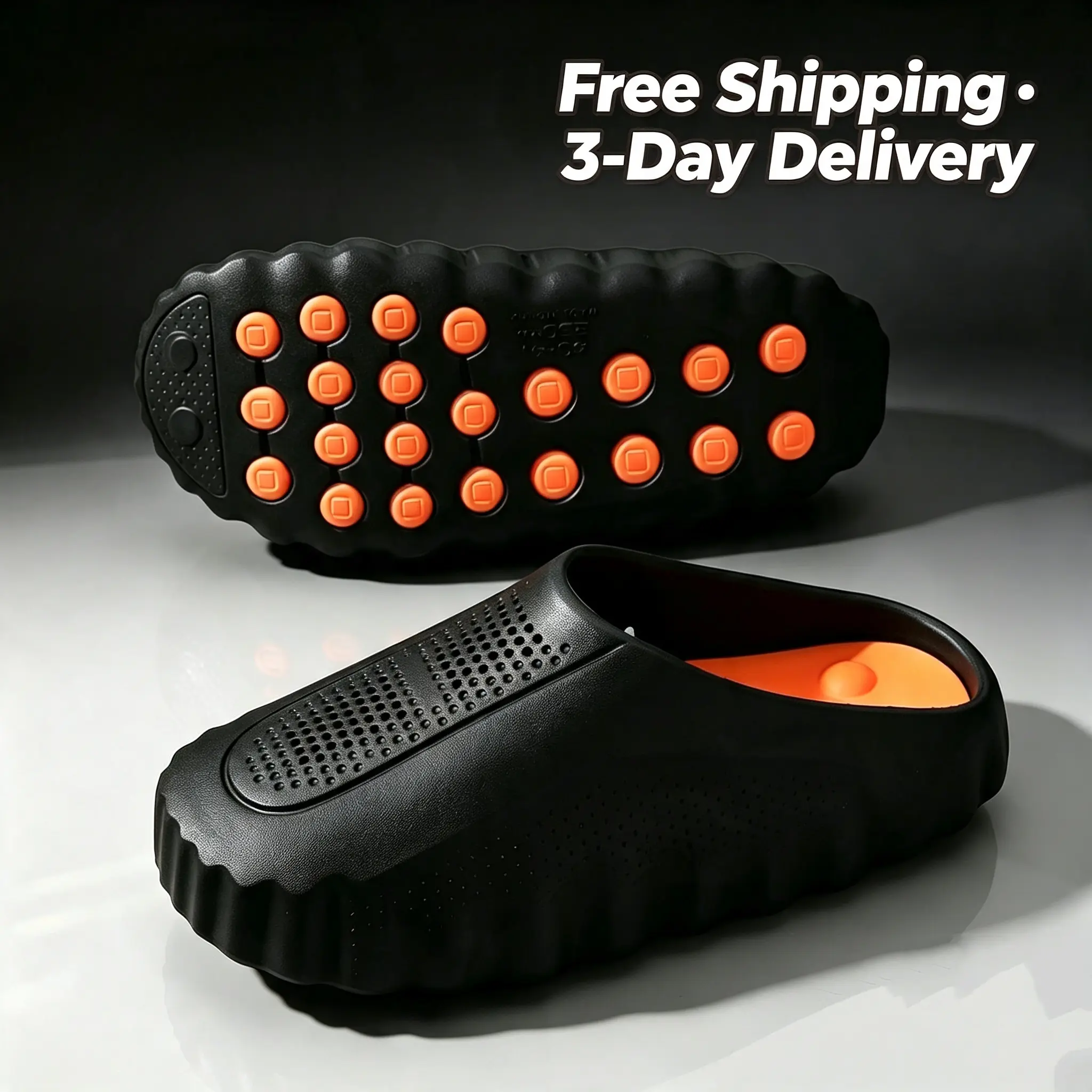 Men's Open Slip-On Sports Clogs - Round Toe, Thick-Soled, Massage Particle, EVA Sole Male Shoes, Outdoor Sandal for Summer Beach Wear