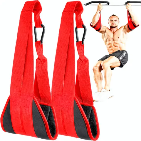 Fitness Hanging Ab Belt for Pull-Up Bar & Core Strength Training, Thick Padded Arm Straps with Rust-Resistant Carabiners, Home Gym Use, Calisthenics Tools, Workout Equipment, Workout Gear, Fitness Accessories, Strength Training Accessory (pair)