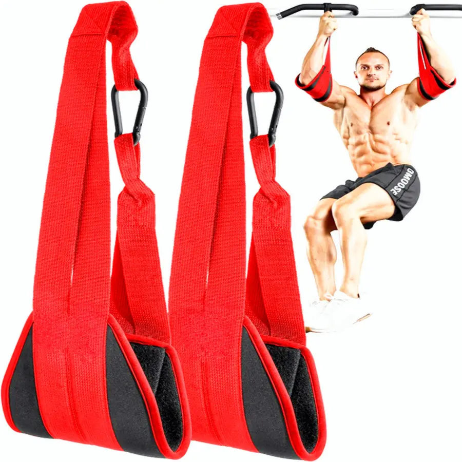 Fitness Hanging Ab Belt for Pull-Up Bar & Core Strength Training, Thick Padded Arm Straps with Rust-Resistant Carabiners, Home Gym Use, Calisthenics Tools, Workout Equipment, Fitness Accessories, Strength Training Accessory (pair)