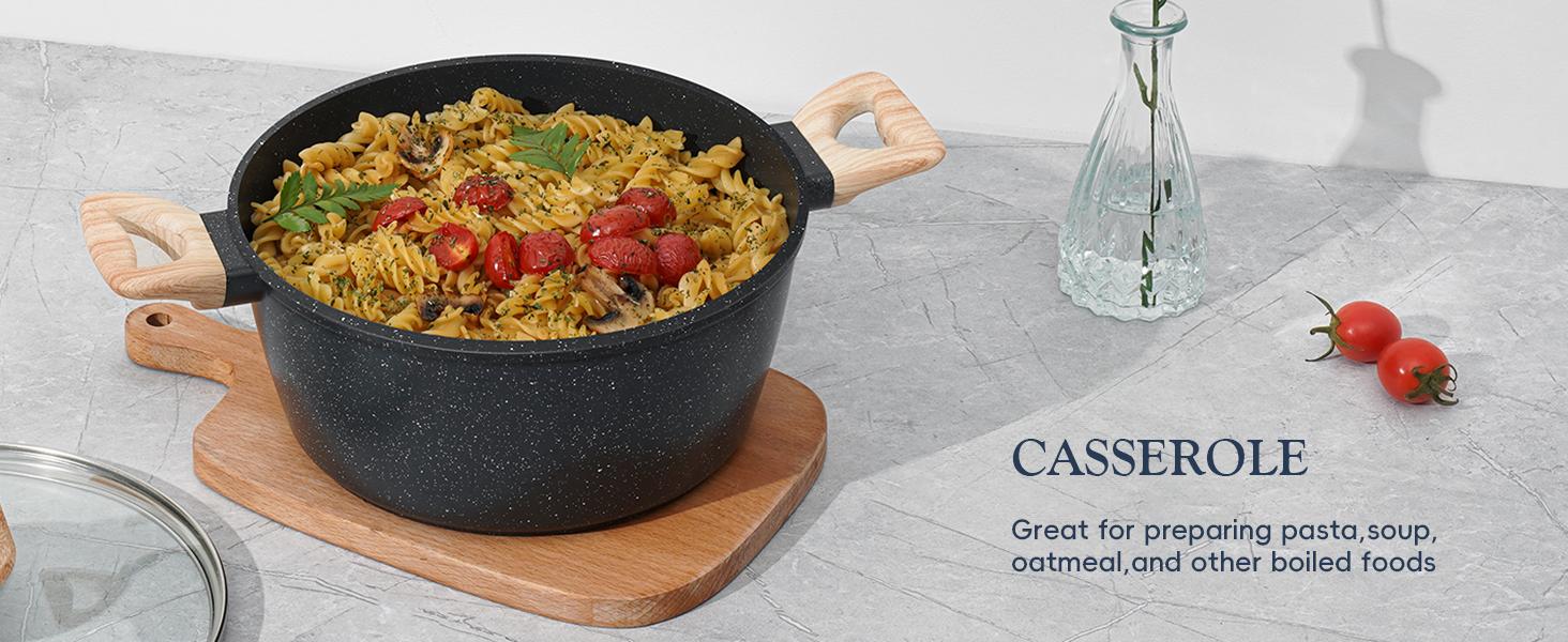 SODAY 12 Pcs Pots and Pans Set Non Stick, Kitchen Cookware Sets White Granite Nonstick Cooking Set with Frying Pans, Saucepans,Nonstick Pots with Glass Lid (NO PFOS, PFOA),Kitchenware,stock up on specials, DealsForYouDays,Father's Day Gift