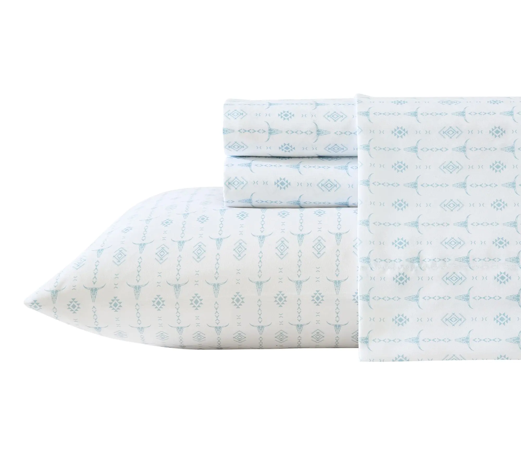 Wrangler Steer Head Stripe White/Blue Microfbr Full Sheet Set