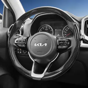 For KIA Segmented Carbon Fiber Steering Wheel Cover, Car Accessories, Automotive, Non-Slip Comfortable Grip Quick-Install Design All-Season Compatibility For Sportage/Seltos/Sorento/Niro/Sonet/Picanto/K3/Forte/Cerato/Carnival/Telluride