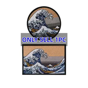 Wave Embroidery Patch, Self-Adhesive Iron-On Applique, Perfect for Clothes Jackets Bags Hats Accessories, Decorative Sewing Accessory, Stylish Embroidery