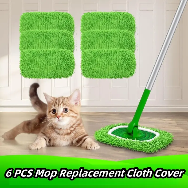 Set of 6 Reusable Microfiber Mop Pads Compatible with Swiffer Sweeper, Dry Sweeping Cloths, Washable Wet Mopping Cloth Refills for Floor Cleaning (Mop Is Not Included) Durable Absorbent
