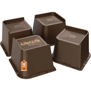 Bed Risers Heavy Duty,  Furniture Risers, Support Up to 6000 Lbs, Lift 4 inch for Couch, Sofa, Table,Chair (Dark Brown 4 Pack, 4inch)