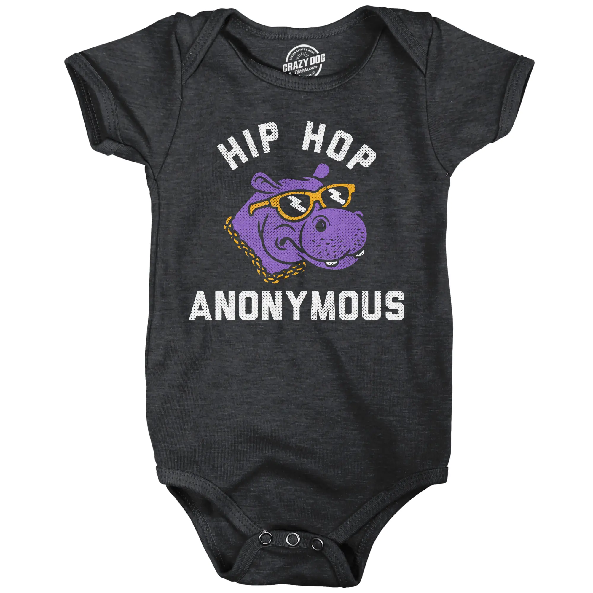 Hip Hop Anonymous Baby Bodysuit Funny Sarcastic Hippo Graphic Novelty Jumper for Infants Funny Baby Onesies Funny Animal Onesie Novelty Onesie Black -