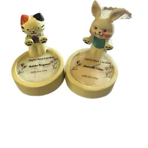 Joyful Soul Candles Adorable Set of 2 Ceramic Calico Cat and Bunny Matcha Bergamot and Limoncello Creme Scented Soy Candles Ceramic Tea Light Candle Holder Charming Warming Paws Design Eye Catching Cartoon for Cozy Home Decor Accent Gift