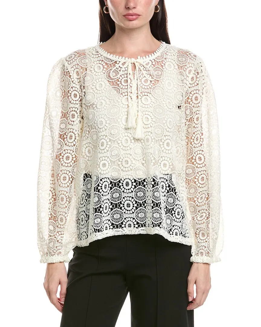 Vince Camuto Circle Lace Tassel Trim Shirt