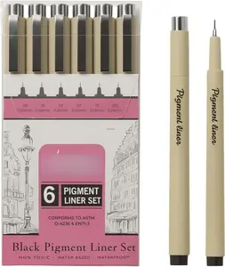 Pen Set - 6 Fineliner Pens for Journaling, Writing, and Drawing - Nice Pens for Art, Journals, & Creative Work -  Pens for Sketching and Journaling