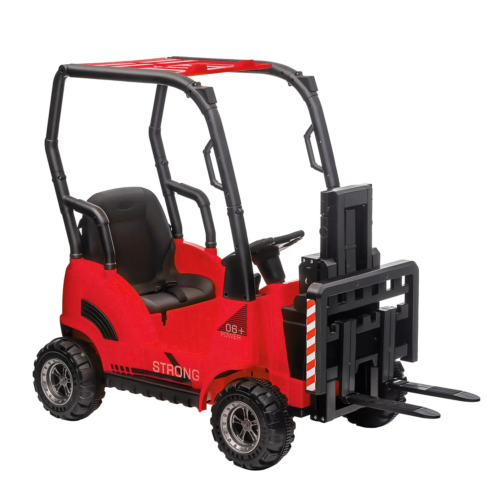 12V Kids Construction Ride-On Forklift with Remote Control, Liftable Fork & Pallet, 2 Speeds, Music, Realistic Look, Remote Control Hobby for Toddlers+, Outdoor Play