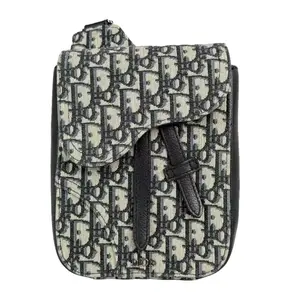 Pre-owned Dior Fabric Crossbody Bags Men's Saddle Vertical Oblique Canvas Crossbody Bag
