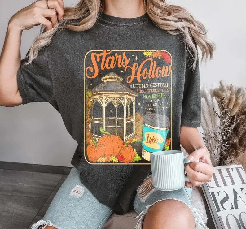 Stars Hollow Connecticut 1779 Shirt, Gilmore Girls Shirt, Autumn T-shirt, Luke’s Diner Shirt Casual Cotton Top, Unisex Cotton Shirt, full Size