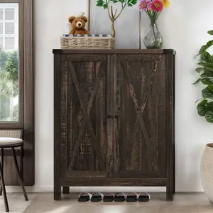 Yitahome 5-Tier Shoe Cabinet with Doors Wood Farmhouse Shoe Storage Cabinet for Entryway