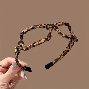 New Women's Fashion Leopard Print Headband, Anti-Slip Vintage Style Hair Accessory, Teeth Design Secure Fit, Eyeglass Frame Headband, Headbands Women