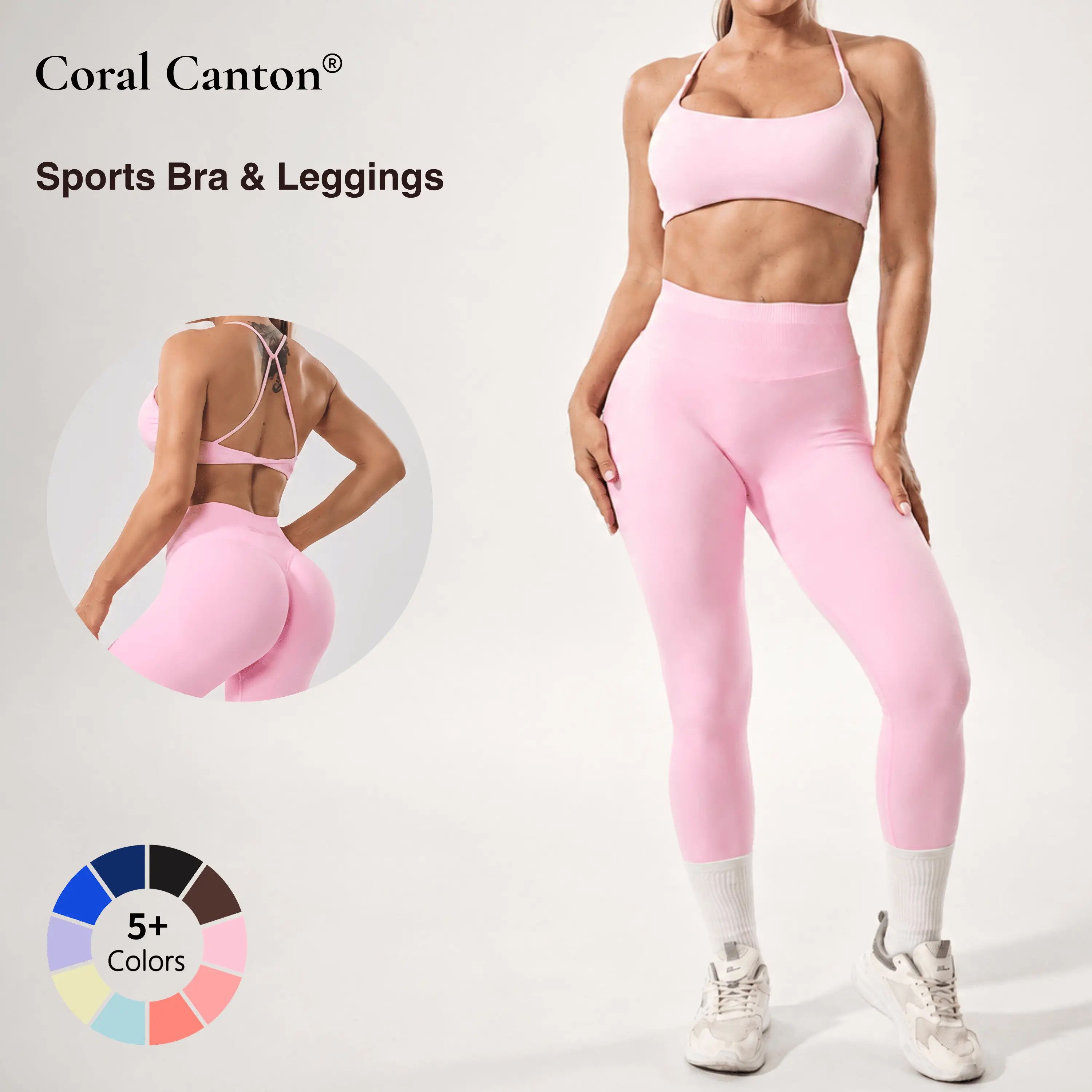 Coral Canton Sports Bra & Leggings Set