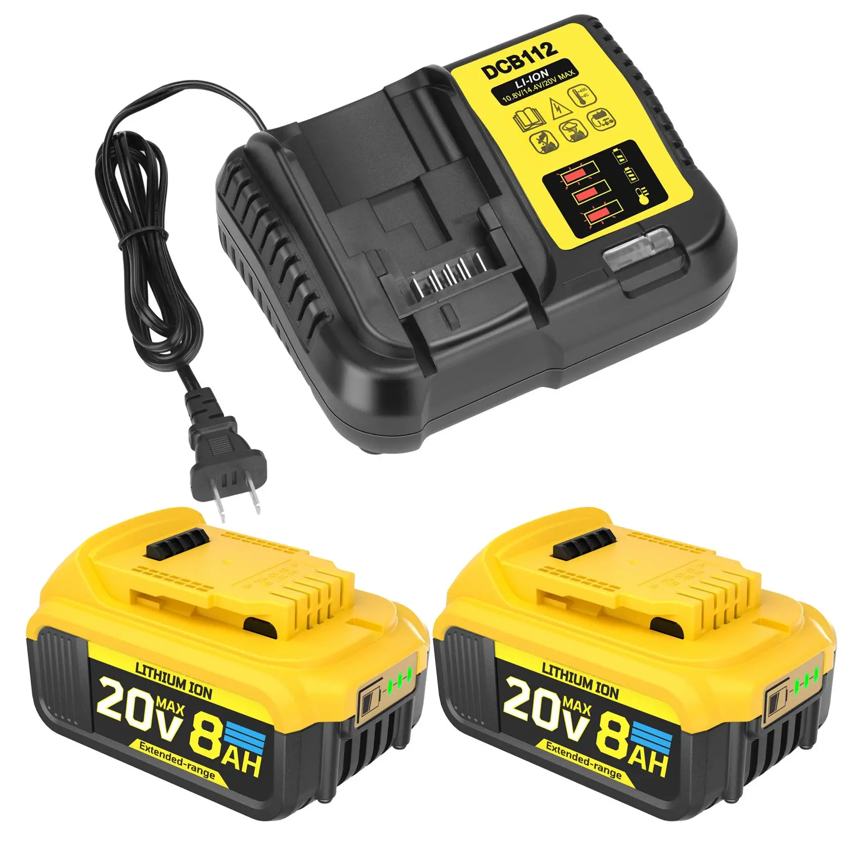 【DealsForYouDays】JYJZPB 2 Pack 8.0Ah Replace Battery Compatible for DeVValt 20V MAX Battery DCB200 DCB204 DCB206 DCB206-2 DCB201 DCB203 DCB181 DCB180 DCD/DCF/DCG 20 Volt XR Battery