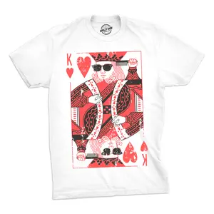 Mens King Of Hearts T shirt Cool Vintage Graphic Novelty Retro Tee for Guys Mens Funny T Shirts Cool Vintage Fashion T-Shirt Gift Classic Menswear Love Apparel for Men Novelty Tees for Guys White