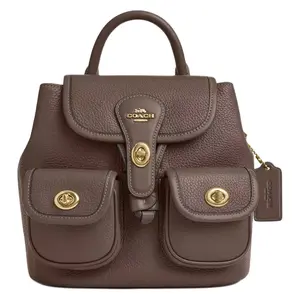 COACH Hadley 23 Logo-Embellished Smooth Leather Backpack for Women in Dark Stone