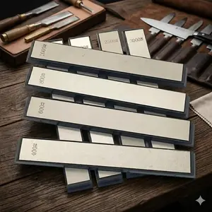 Diamond Sharpening Stone, Professional Knife Sharpener for Kitchen Tools. Portable Multi-Grit 80 to 3000, Fast Edge Repair for Scissors Axes. Non-Slip Handle, Durable Diamond Coated System.