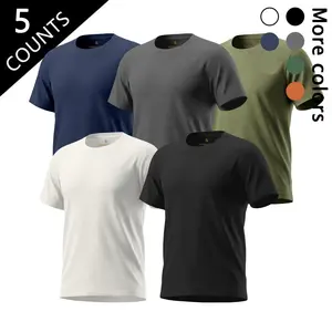 Essential 5-Pack Plain T-Shirts for Men Soft Breathable Basic Tops in Multiple Colors Menswear Tshirt