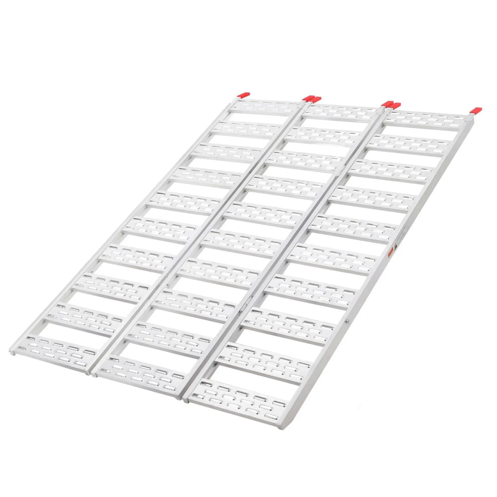 GARVEE 50x76 Inch Aluminum Tri-Fold Ramp with Treads, 1500Lbs Capacity, Includes Load Straps, Perfect for Motorcycles, Truck Beds, ATVs, UTVs, Trailers, Tractors, Lawnmowers, and Snow Blowers