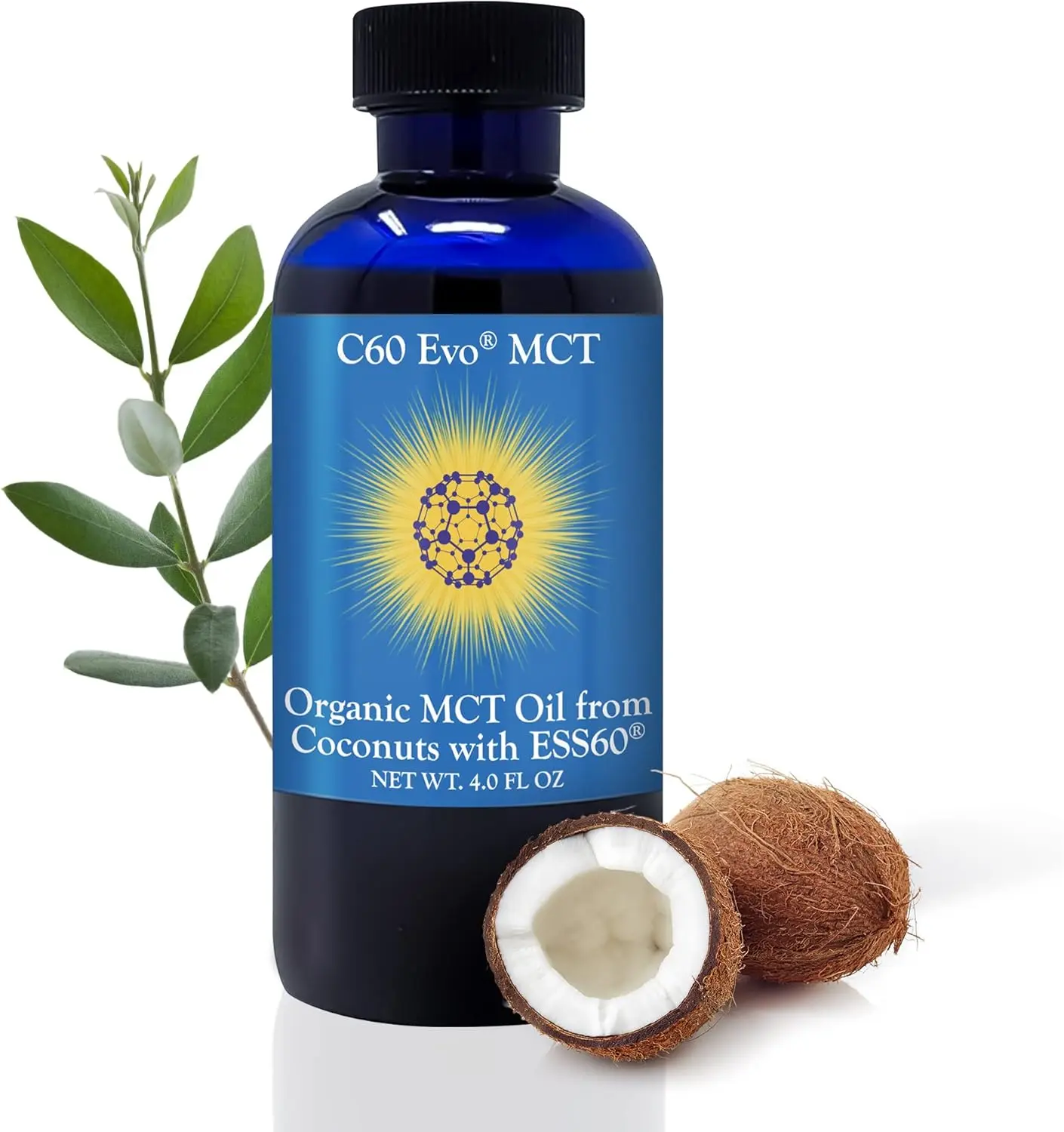 C60 Evo MCT Oil from Coconuts with C60 ESS60, Immune Support, Sleep Aid Rich in Antioxidants, Flexibility and Joint Support Supplement, Promotes MCT Wellness for Energy Boost