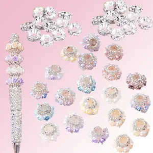 60pcs/30pcs Assorted Elegant 3D Rose Beads Set, include Silvery Spacer Beads, Straight Hole Beads for DIY Jewelry, Beadable Pens, Keychains & Crafts