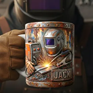 Proud Welder Coffee Mug, Personalized Welder Name Mug, Welding Worker Coffee Cup – Custom Name Accent Mug, Welding Theme Ceramic Mug for Welders & Metalworkers, Workshop Gift Idea, Industrial Welder Aesthetic Coffee Mug