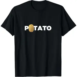 Cotton Streetwear Graphic Tees Casual Round Neck Shortsleeve Fashion Real Potato Funny Vegetable Food Funny Side Dish Spud Humor T-Shirt