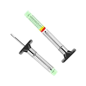Tire Tread Depth Gauge, Fluorescent Color-Coded Tread Depth Gauge in 1/32 Inch,Pocket Clip Tyre Wear Measure Tool for , Semi ,  Tire Check, Glow-in-The-Dark(Pack of 2)