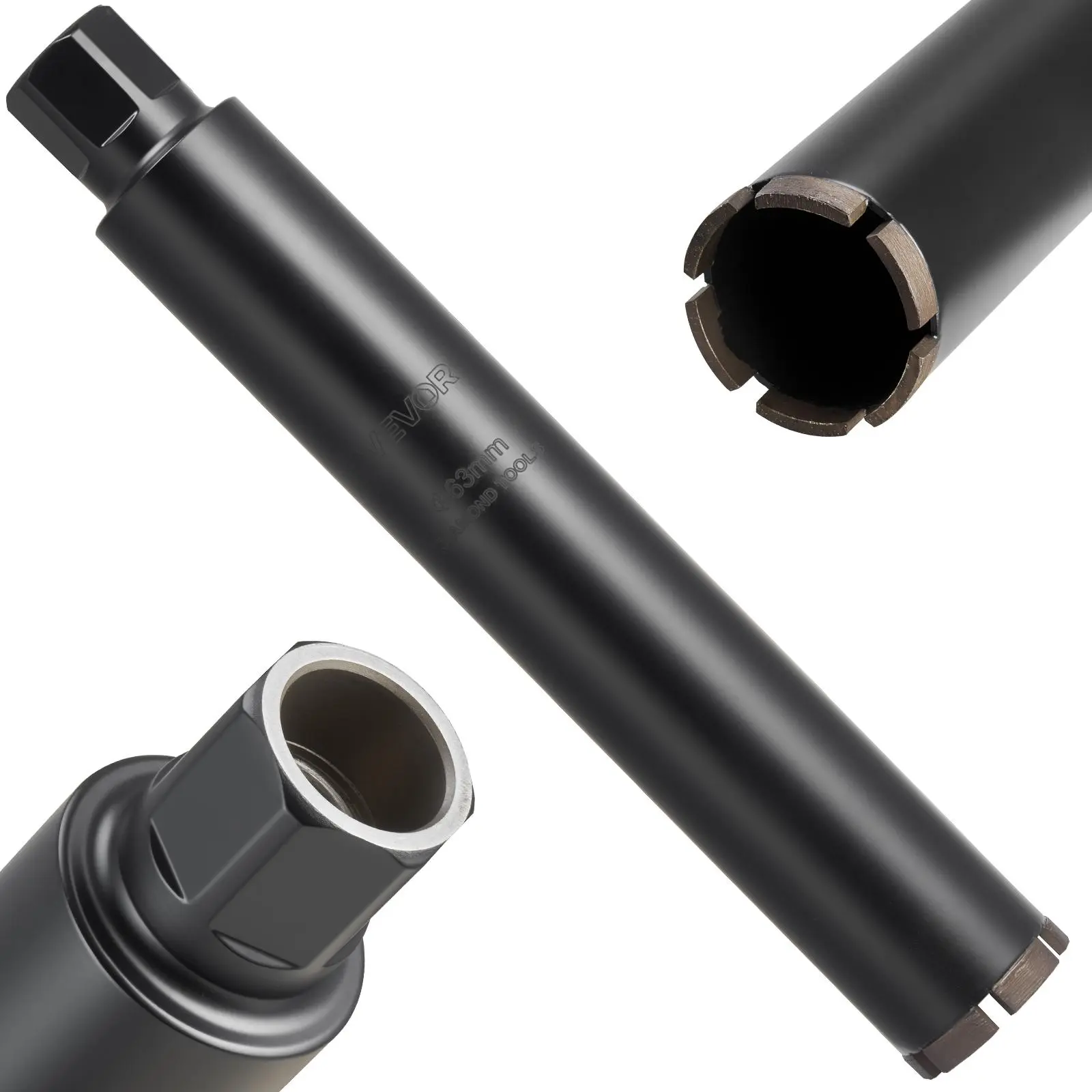 VEVOR Core Drill Bit, 2-1/2 inch Diameter, 14 inch Drilling Depth, 1-1/4 in-7 Internal Thread, High-Precision Welding Technology, Wet Diamond Core Bit for Reinforced Concrete, Bricks, and Masonry