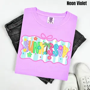 Sunkissed Neon Stripe Comfort Colors T-Shirt 'NLB'