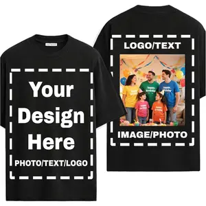 Custom Graphic T-Shirt for Men Women, Front & Back Personalized Design, DIY Custom Image Text Logo Printed Tee, Black White Casual Short Sleeve Tops, S-3XL
