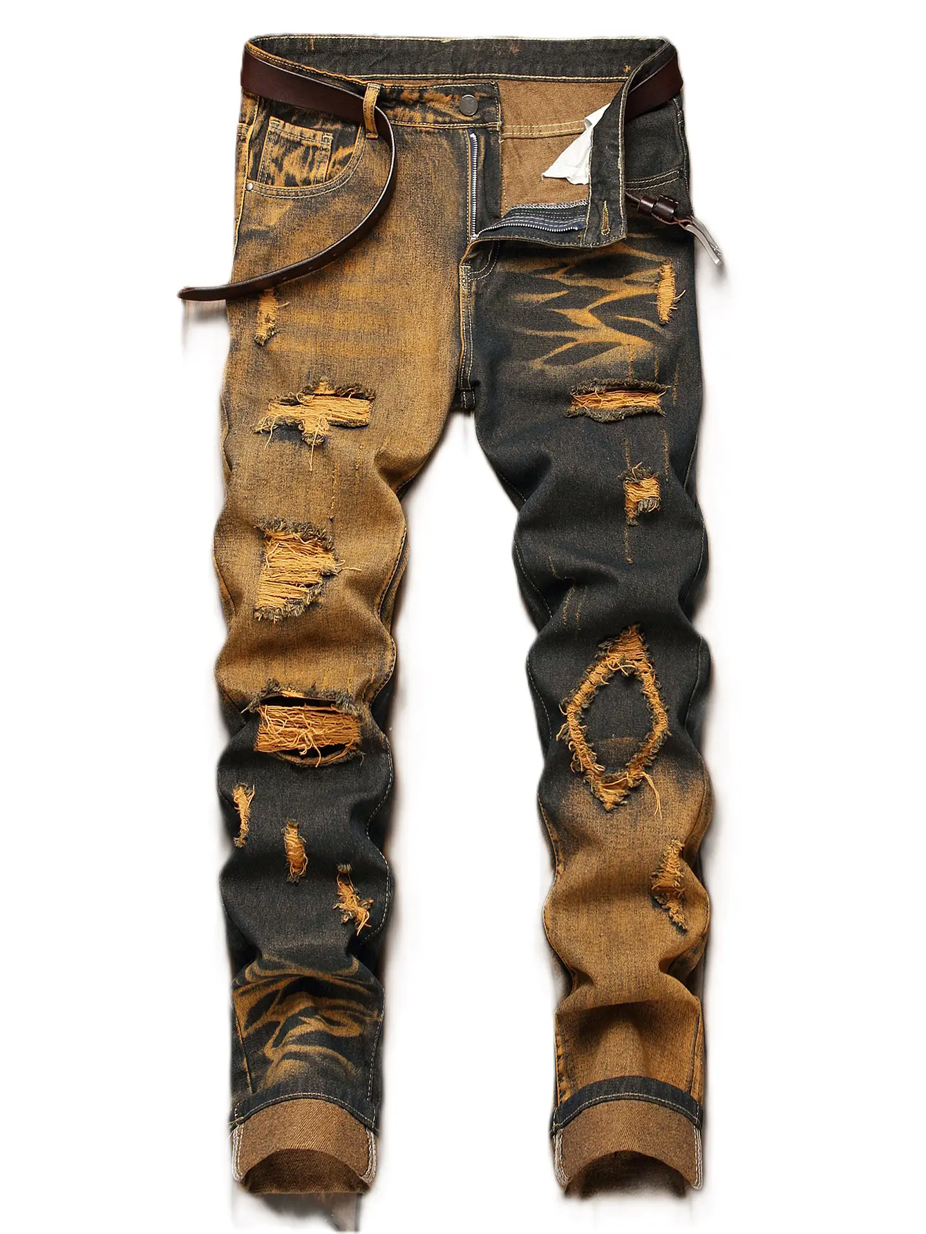 Men’s Big & Tall stretch slim-fit jeans skinny straight leg, distressed, comfort flex waist, fashion biker denim pants