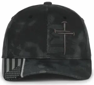 Christian Cross DARK GRAY Sacred Nails Kryptek Typhoon Adjustable hat with FREE CHALLENGE COIN