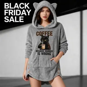 [Fluffy Cat Ears Hoodie Sweatshirt] Graphic Print Fluffy Loose Cat Ears Hoodie, Casual Hooded Pocket Fashion Long Sleeve Sweatshirt,Tops Polyester Womenswear Fabric Pullover Fitted Collars Winter(gift)11