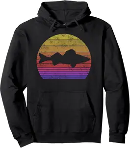 Walleye Fishing Retro Walleye Sauger Fisherman Pullover Hoodie