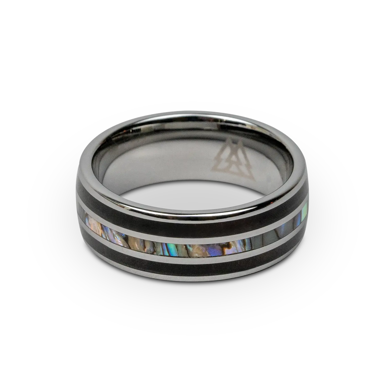 Ebony Abalone Silver Double Barrel Ring